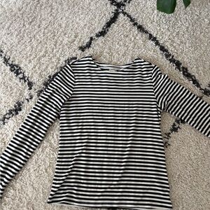 L'AGENCE Black and White Striped Long Sleeve Top